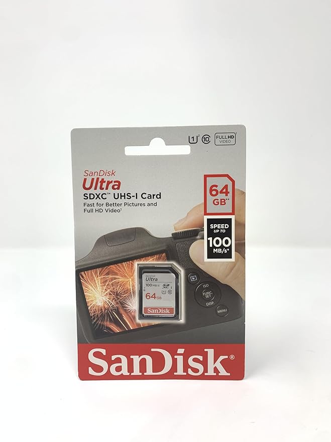 SanDisk 64GB Ultra SDXC UHS-I Memory Card - 100MB/s, C10, U1, Full HD, SD Card - SDSDUNR-064G-GN6IN