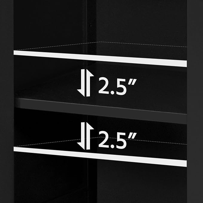Yaheetech Bathroom Floor Cabinet, Modern Storage Freestanding Organizer Cabinet with Adjustable Shelves & Double Doors, 3-Tier Home Living Room Furniture, Black