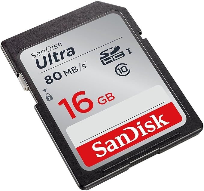 SanDisk Ultra 16GB Class 10 SDHC Memory Card Up to 80MB/S- SDSDUNC-016G