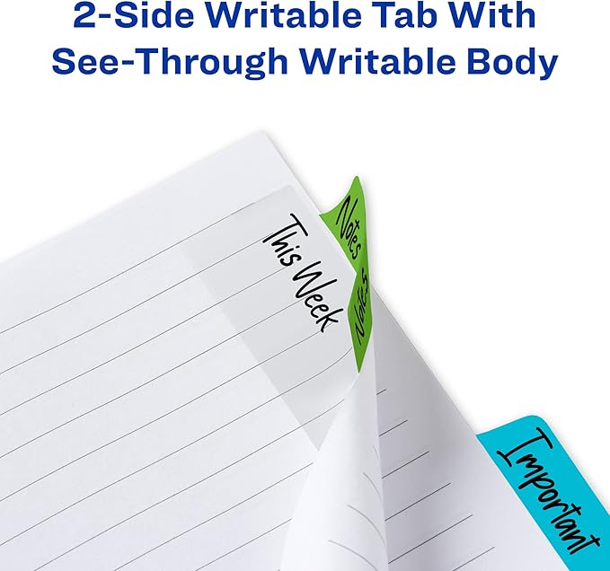 Avery Multiuse Ultra Tabs, 2" x 1.5", 2-Side Writable, Red/Blue/Green, 24 Repositionable Tabs (74754)