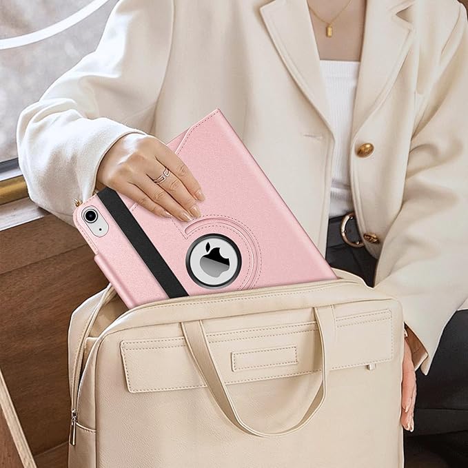 Fintie Rotating Case for iPad (A16) 11th Generation 11 Inch (2025), iPad 10th Generation 10.9 Inch (2022) - [Built-in Pencil Holder] 360 Degree Rotating Protective Stand Cover, Rose Gold