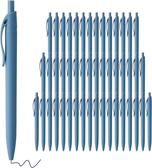 deegtran Pens Bulk, 50 Pack No Bleed Click Pens, Wholesale Retractable Ballpoint Pens, Pen Medium Point, Smooth Ink Pen, 1.0MM Blue Ink