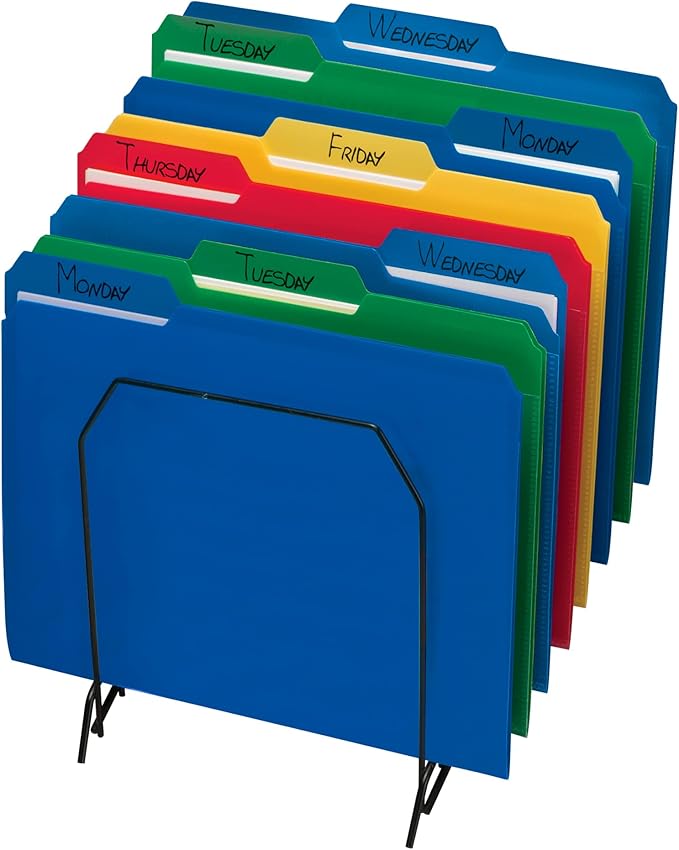 Smead Poly File Folder, 1/3-Cut- Tab Letter Size, Assorted Colors, 24 per Box (10500)