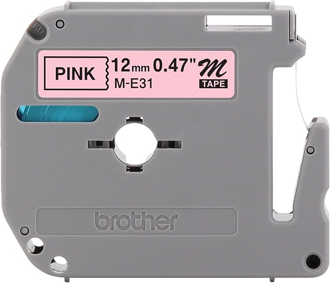 Brother 1/2 Inch x 26.2 Feet Black on Metallic Pink for P-Touch (ME31) - Retail Packaging