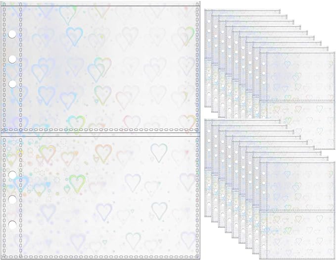 A5 Photocard Sleeves 20pcs Frosted Sheet Protectors 5.2'' x 3.7'' 2 Pocket Picture Card Insets Love Flashing Clear PP Photo Album Refill Pages for 6 Ring Binder (Love Flashing, A5-2Pocket)