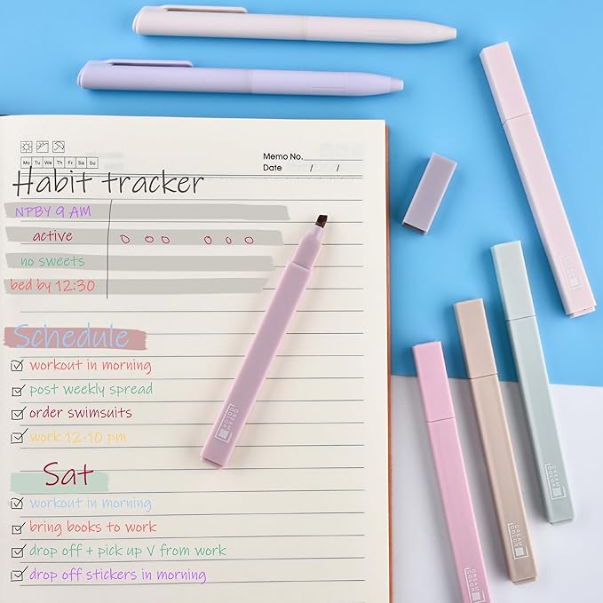 12 Pastel No Bleed Bible Highlighters and 6 Multicolor Fineliner Pens Set, Cute Aesthetic Assorted Colors Markers for Bible Studying Journaling Office School Supplies, Quick Dry