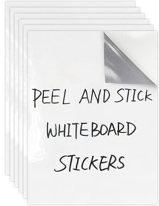 Dry Erase Board Sticker-Whiteboard Stickers-8.27''x11.69'' Removable Dry Erase Sheets-Fridge Paper Alternatives for Wall/Desk/Refrigerator/Door/Home/Office/Classroom (White-6Pcs)