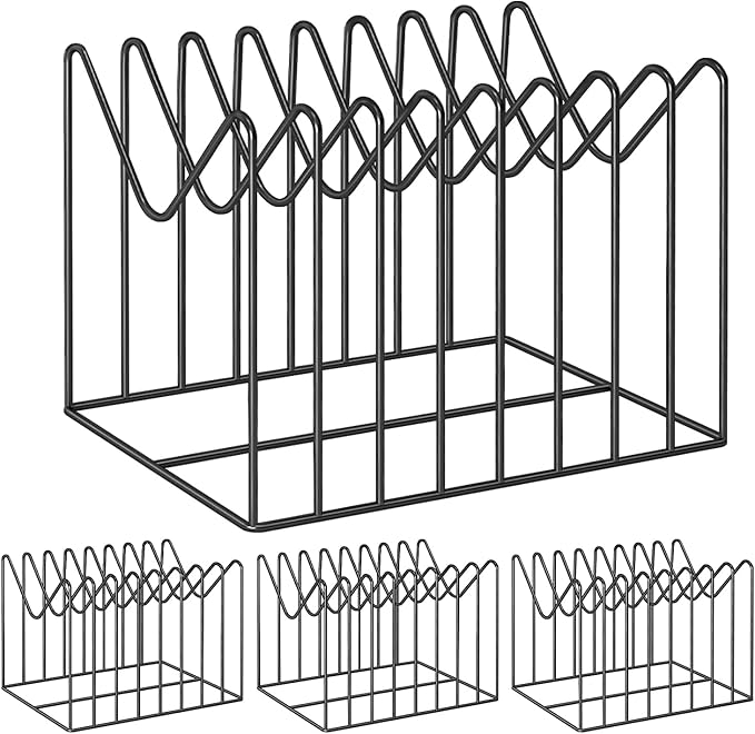 4 Sets Wire File Organizer for Desk,File Folder Holder/Rack/Stand,File Sorter Organizer,Desktop Record/Clipboard Holder,8 Sections Storage,Anti-Scratch/Rusty,Steel Stable Holder,Black