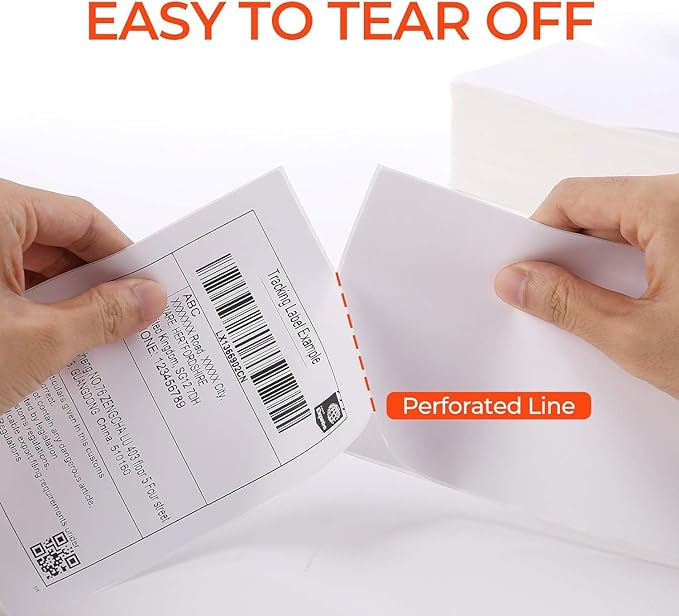 MUNBYN Bluetooth Thermal Label Printer 941B+Thermal Direct Shipping Label (Pack of 500 4x6 Fan-Fold Labels)+White Label Holder