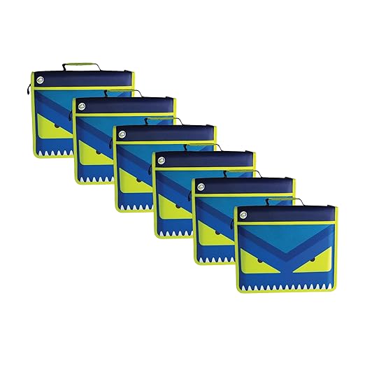 Case-it 6 Pack Z Shape Zipper Binder - Two Binders in One - Double Sided 1.5 Inch D-Ring - 500 Page Capacity - Comes with Shoulder Strap, Monster Design Z-176-ME-C-BLUR, Light Blue, Purple