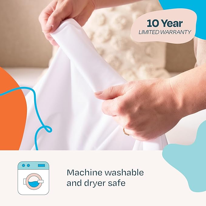 Linenspa Waterproof Mattress Protector, Twin Size – Fitted Sheet Style, Breathable, Machine Washable & Dryer Safe, White