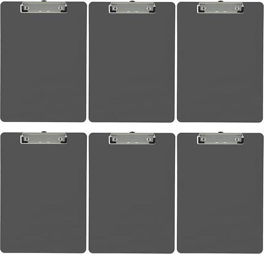 Trade Quest Plastic Clipboard Opaque Color Letter Size Low Profile Clip (Pack of 6) (Gray)