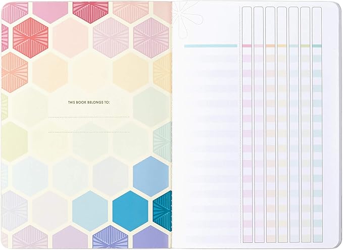 Erin Condren Designer Petite Journal Checklists - Multicolored Hexagon Design Theme. Great for Tracking Daily and Weekly Lists with Blank Customizable Fields