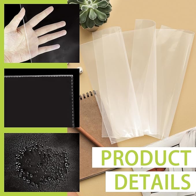 50 Pack No Holes Plastic Sleeves for Paper 8.5x11 Inch, Letter Size Clear Heavy Duty Paper Sleeves, Sheet Protectors for Documents, Artworks, Pictures, Cards (50Pcs)