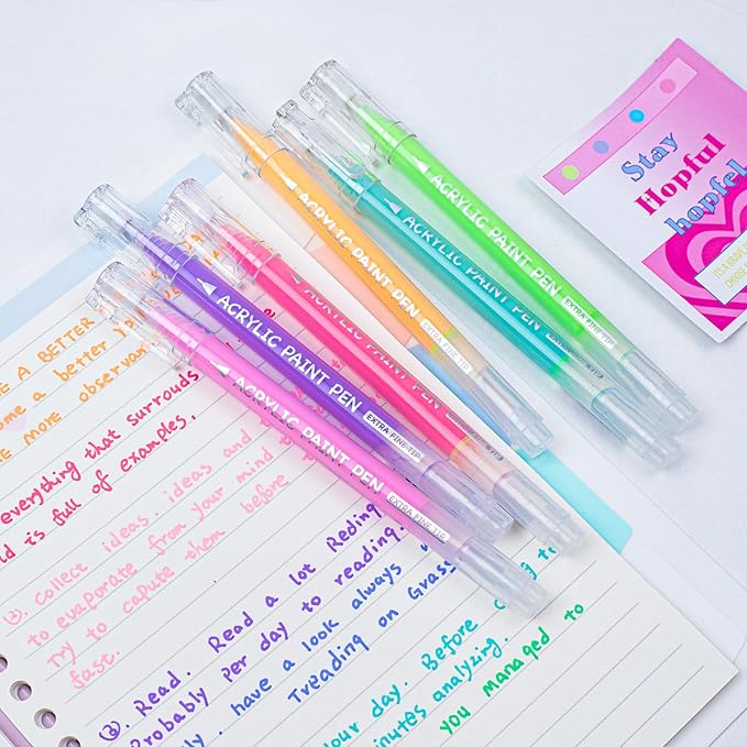 SASPOO Acrylic Gel Pens for Drawing,Colors Gel Paint Pens Ultra Fine ST Point 1.0, Set of Acrylic Marker Pens Color Ink for Journaling, Crafts Art Supplies (24)