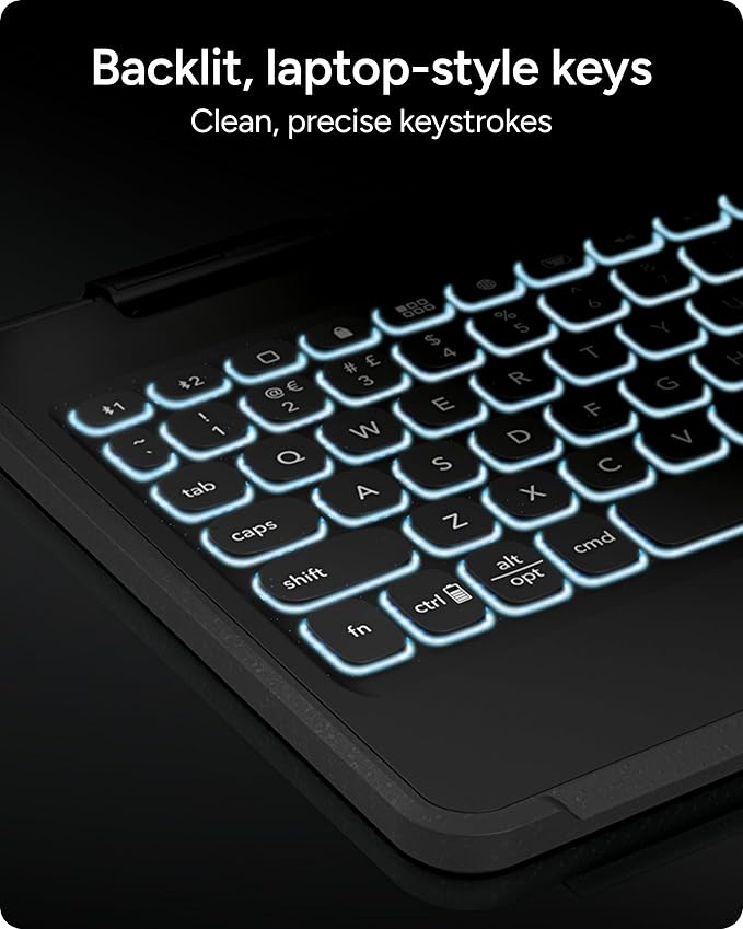 ZAGG Rugged Book Detachable Case with Magnetic-Hinged Backlit Keyboard for iPad Air/Air 2/9.7/9.7 Pro - Multi-Device Bluetooth Pairing - USB-C to USB-C Cable Included, Black