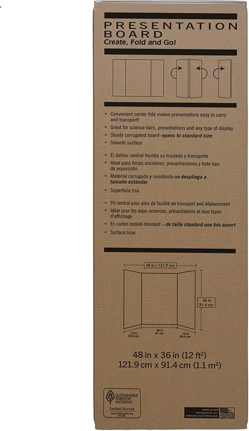 Pacon Extra Fold Presentation Board, White, 48"x36"