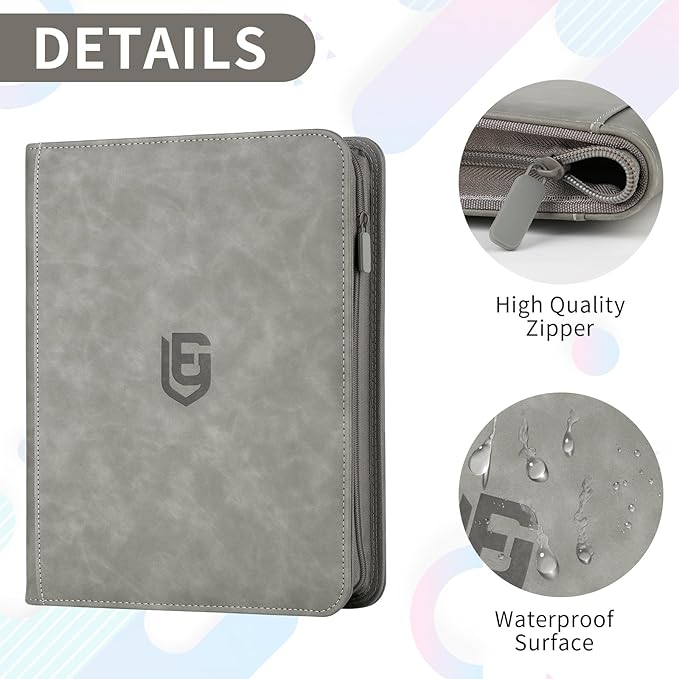1024 Pocket Card Binder,16 Pocket Trading Card Binder，Side Loading Collectible Card Albums for MTG, for TCG Football, Sports, Game Cards Grey
