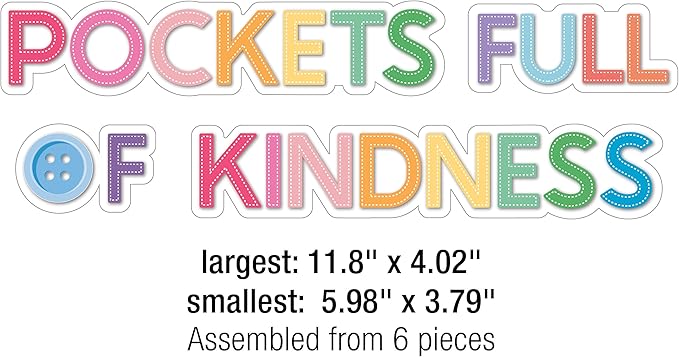 Carson Dellosa Crafty and Cool 58-Piece Pockets Full of Kindness Motivational Bulletin Board Set, Arts and Crafts Theme Growth Mindset Classroom Decor
