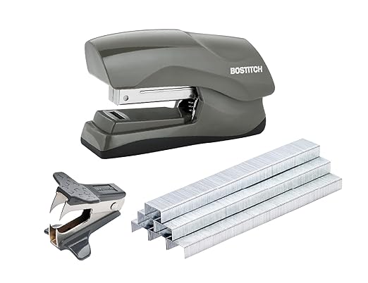 Bostitch Office Heavy Duty 40 Sheet Stapler with 1250 Staples & Claw Remover, Small Stapler Size, Fits into The Palm of Your Hand, Value Pack, Gray (B175-GRAY-VP)