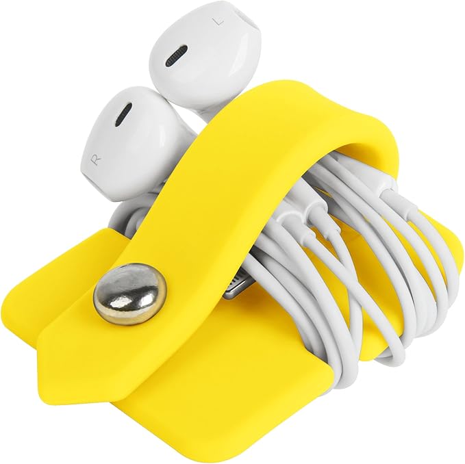 Portable Electronic Device Cover Cord Organizer for Earphones, Yellow