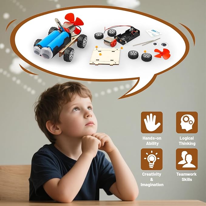 STEM Science Kits for Kids Age 8-12, 6 Set Wind-Powered Cars Science Experiments 8-10 9-12, Wood Building Crafts Kit for Boys Girls, School Classroom STEM Projects Toys Gifts for 8 9 10 12 13 Year Old