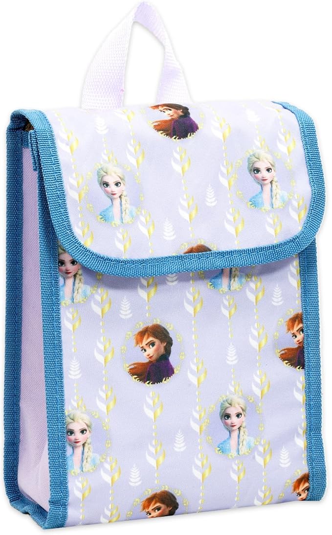 Disney Frozen Backpack and Lunch Bag for Kids - Bundle with 16" Backpack, Lunch Box, Snack Bag, Stickers, More Frozen School Bag Set for Girls