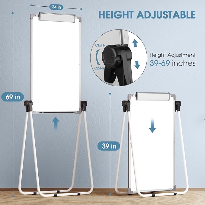 MaxGear Easel Whiteboard with Stand, 36" x 24" Double-Sided Dry Erase Board Flip Chart, Height Adjustable,Foldable, Portable for Home Office Classroom Teaching, 2PCS