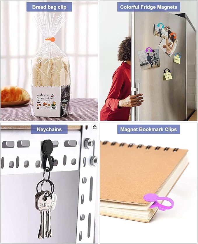6 PCS Silicone Magnetic Cable Ties, Cable Clips Cord Organizer [1S] Management Cable Cords, Reusable Magnet Cable Organizer, Phone Cord Holder for Organizing, Bookmark Whiteboard Fridge Magnets etc