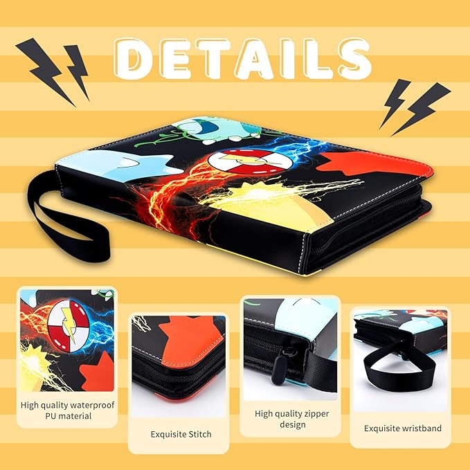 Card Binder 9 Pocket,Premium Trading Card Holder 900 Pockets 50-Page Double-Sided Storage Collection Book 3-ring Zipper Sports Book is A Toys Gift for Girls and Boys(Black)