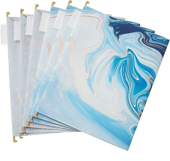 6 Pack Hanging File Folders Filing Cabinet Organizer Letter Size 1/5 Cut Adjustable Tabs Decorative for Home Office School Classroom, Gilding 9.3” x 12.8”…