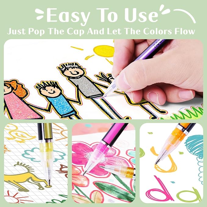 Colored Gel Pens Set for Coloring, 36 Colors Glitter Gel Pens, Fine Point Gel Pens Colored Set for Adult Coloring Books, Journal Pen Markers for Journaling Supplies, Writing Drawing Taking Office Home