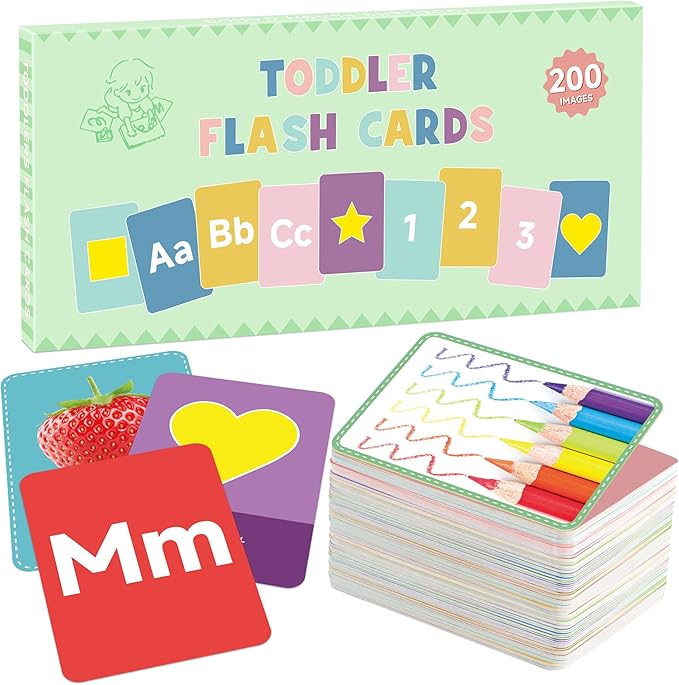 100 Flash Cards for Toddlers 1-3,Flashcards Toddler Flash Cards Double Side with ABC Alphabet Number Color Shape Animal Educational Toys for Preschool Kindergarten Kid Baby Learning Cards Activities