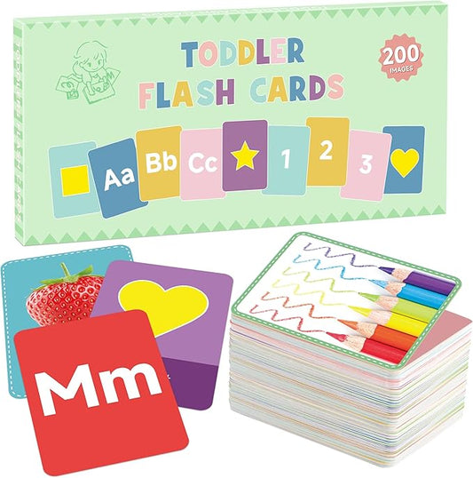 100 Flash Cards for Toddlers 1-3,Flashcards Toddler Flash Cards Double Side with ABC Alphabet Number Color Shape Animal Educational Toys for Preschool Kindergarten Kid Baby Learning Cards Activities