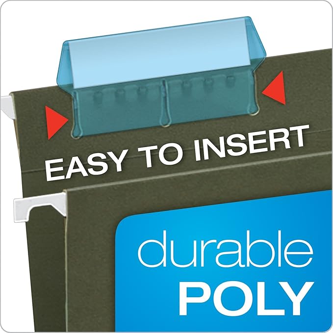 Pendaflex Hanging Folder Tabs, 2", Clear Blue, 25 Tabs and Inserts per Pack (42 BLU)