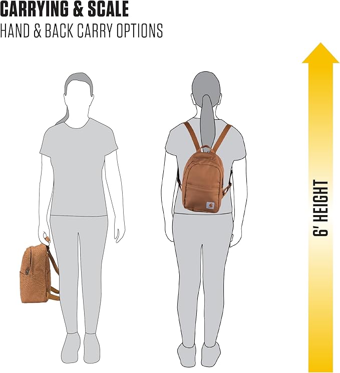 Carhartt Classic Mini Backpack, Durable, Water-Resistant Backpack with Adjustable Shoulder Straps, Carhartt Brown