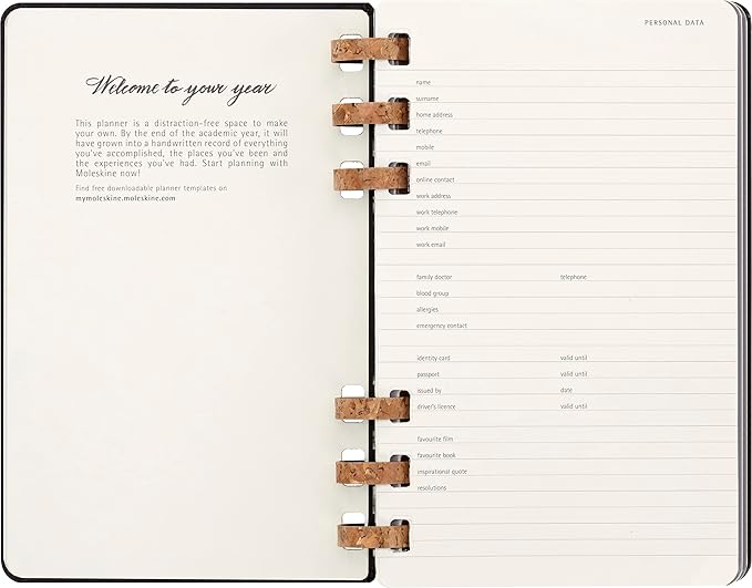 Moleskine 2024 Spiral Academic Planner, 12M, Large, Black, Hard Cover (5 x 8.25)