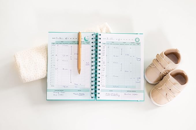 Pearhead Baby’s Daily Log Book, 50 Easy to Fill Pages to Track and Monitor Your Baby’s Schedule, Baby Care Planner for Newborns, Nursing, Sleep, Feeding, Diapers, Pumping, Gift for New Moms