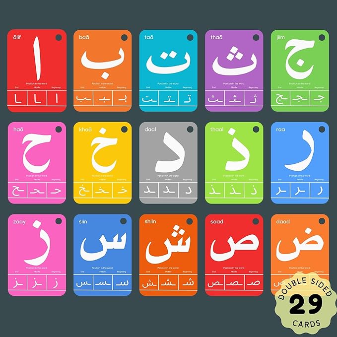 Arabic Alphabet Flash Cards for Kids Toddler and Adults, Arabic First Words, Letter Recognition, Homeschool Learning, Arabic Teacher