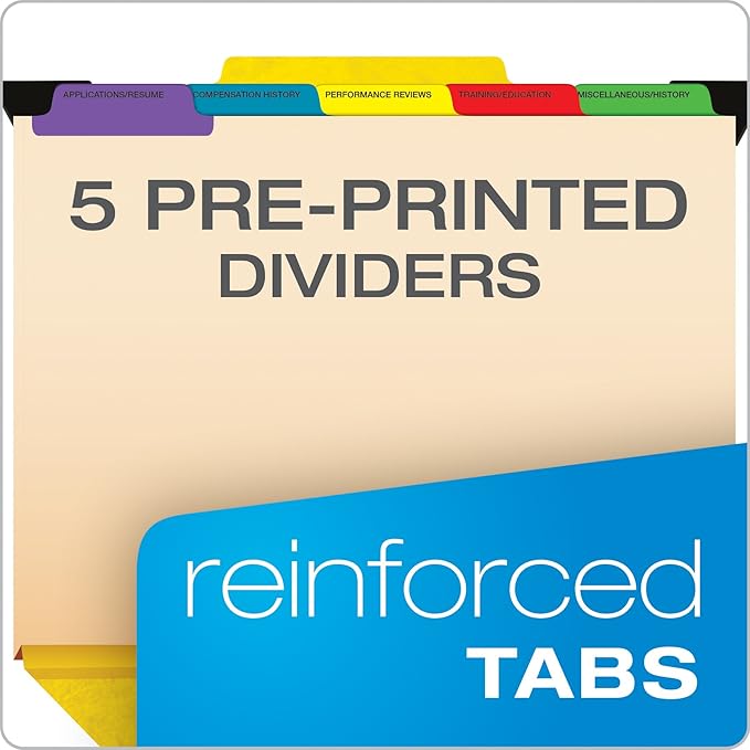 Pendaflex SER2YEL Personnel Folders, 1/3 Cut Hanging Top Tab, Letter, Yellow