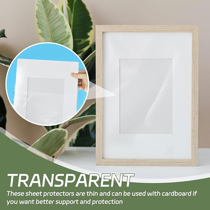 100PCS 8.5 x 11 Inch Cellophane Bags Self Sealing, Resealable Clear Plastic Sleeves for Paper, Artwork, Photo Mats, Comic, Magazine Page Protectors