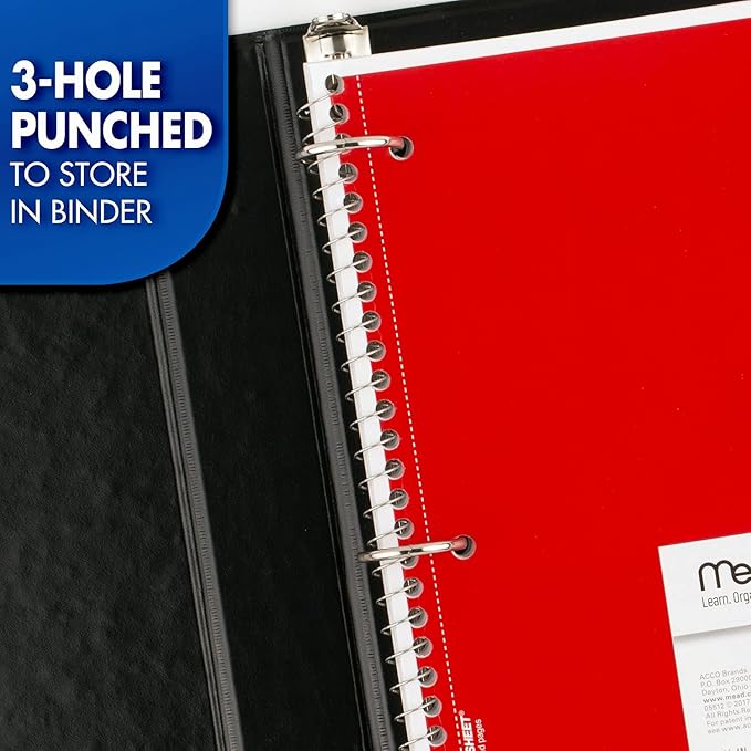 Mead Spiral Notebook, 12 Pack, 1 Subject, College Ruled Paper, 7-1/2" x 10-1/2", 70 Sheets per Notebook, Colors Will Vary (830063-ECM25)
