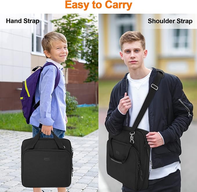 3 Ring Zipper Binder 2 Inch with Shoulder Strap 500 Sheet Capacity & Multi-Pockets for School and Office Binder Organizer, Compatible with 13-Inch MacBook/Tablet (Patent Design Black)