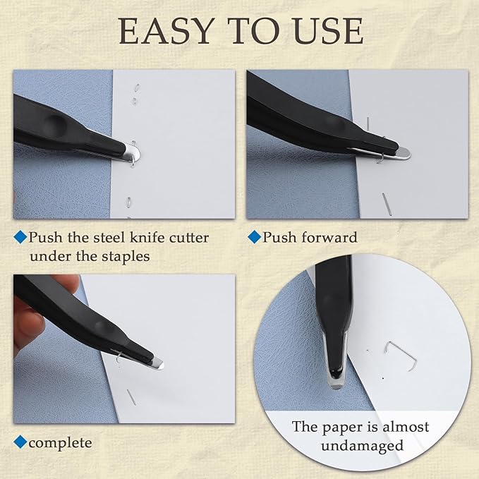 Staple Remover, Staple Puller Tool with Magnetic Tip, Ergonomic Design for Efficient Staple Extraction, Suitable for Home, School, Office, Black