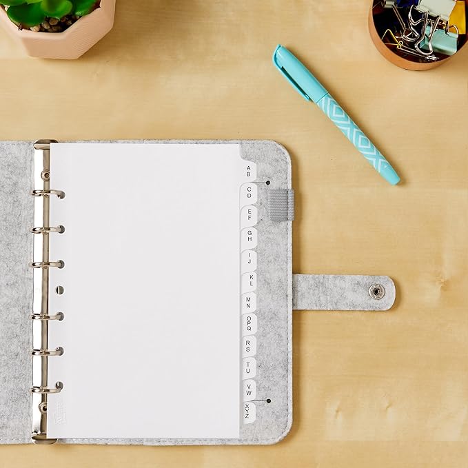 Avery A-Z Mini Dividers for 3 Ring Binders, 12 Tabs per Set, 8.5" x 5.5", Pre-Printed Tabs, 1 Binder Divider Set, Great for Organizing Notes, Projects, Schedules, and More (11313)
