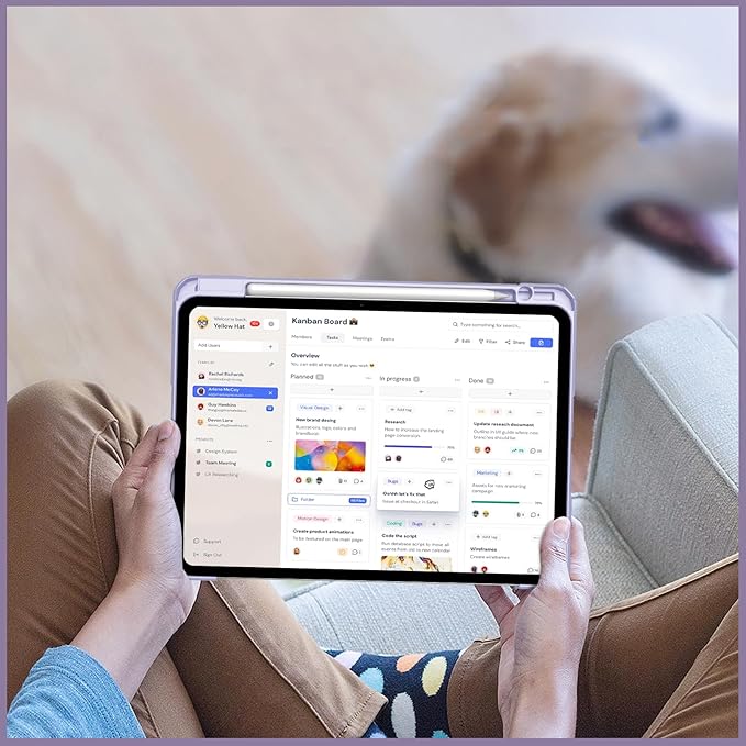 Fintie Hybrid Slim Case for iPad Pro 11-inch (M5) 2025 / (M4) 2024 - [Built-in Pencil Holder] Shockproof Protective Cover with Clear Transparent Back Shell, Lilac Purple