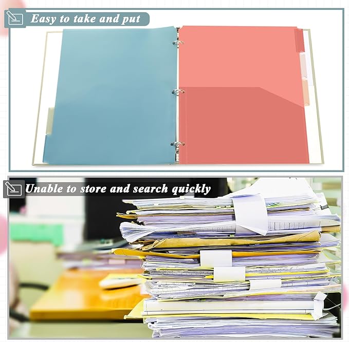 3 Sets 5 Tab Binder Dividers with Pockets for 3 Ring Plastic Binders 9.3 x 11.2 Inches 3 Hole Punched Page Dividers Sturdy Colorful Divider for Office School Business Home Organizer (Vintage Color)