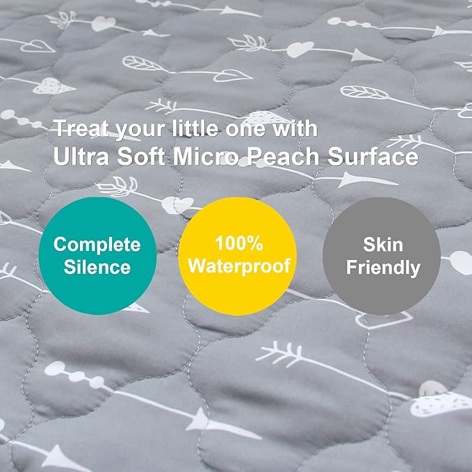 2 Pack Pack and Play Mattress Protector Sheets Fitted Waterproof Playard Mattress Pad Cover, Compatible with Graco Pack n Play & Dream On Me & Pamo Babe, Playpen/Playard Sheet, Arrow&Black, 39" x 27"