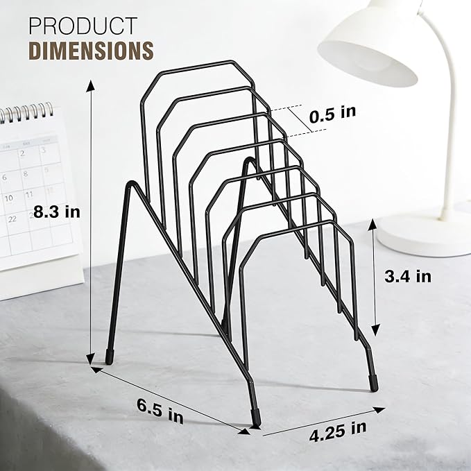 Incline Desk Mail Organizer, Mail Sorter Letter Organizer Rack with 6-Section Vertical Compartments Rack for Letters, Postcards, Brochures, Mail Holder for Office, Home, School (4 Pack)