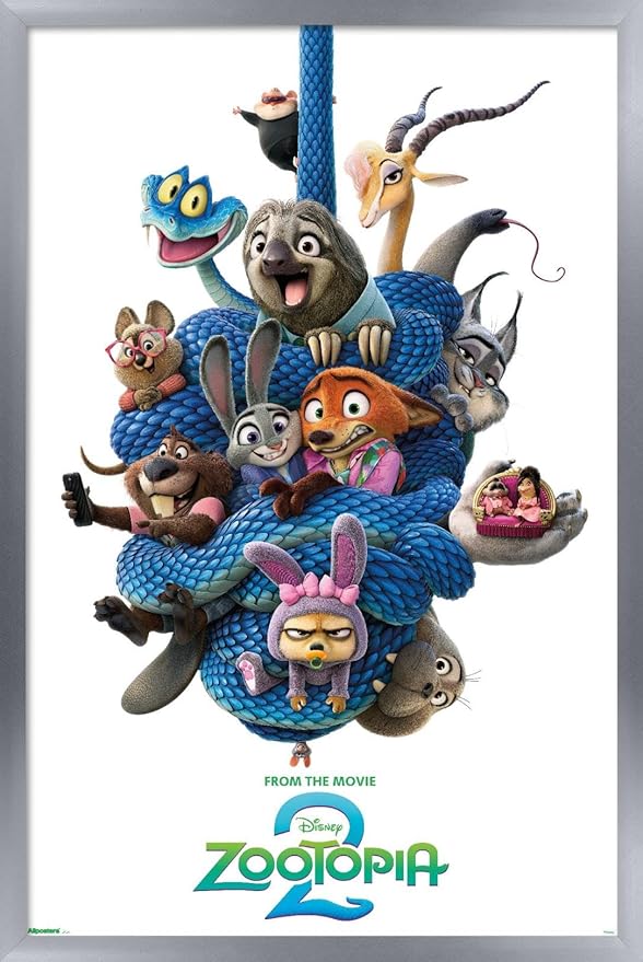 Disney Zootopia 2 (2025) - Group One Sheet Wall Poster, 22.4L" x 14.7W", Silver Framed Version
